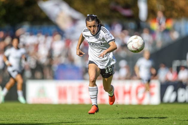 GER, Karlsruhe, Karlsruher SC vs. Eintracht Frankfurt, SC, DFB Women s Cup, Soccer, DFB, 2026–2027 Season, Badenia Stadium, Round 1. Pictured: Hayley Raso, Eintracht Frankfurt Women’s Team. 16. DFB and DFL regulations prohibit any use of photographs as image sequences and or quasi-video. September 27, 2026 Copyright: HMBxMedia HendrikxHamelau