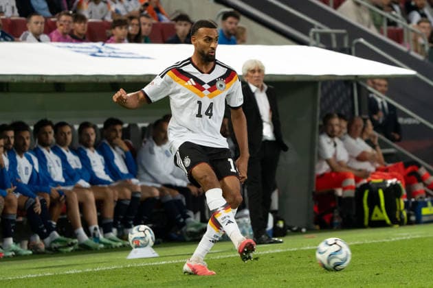 Josha Vagnoman Germany, 14 on the ball, action, dribbling, attack, GER, Germany vs. Greece, soccer, men s, UEFA Nations League, 2026–2027 season, September 27, 2026, GER, Germany vs. Greece, soccer, men’s, UEFA Nations League, 2026–2027 season, September 27, 2026, Augsburg Copyright: xEibner-Pressefoto EdwardxCheungx EP_ECG