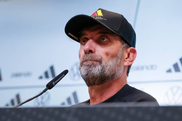 Head Coach Jürgen Klopp of Germany at the postgame press conference following the home loss, Germany vs. Greece, soccer, DFL, DFB, UEFA Nations League, 2026–2027 season, group stage, Group B, Matchday 2 of 6, September 27, 2026, Augsburg, Bavaria, Germany Copyright: xkolbert-press MartinxAgüerax