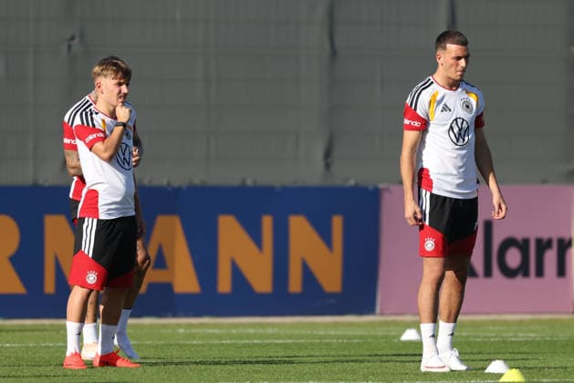 Lennart Karl (Germany) with Said El Mala (Germany), GER, German National Team, Training, Soccer, UEFA Nations League, 2026–2027 Season, September 29, 2026, GER, German National Team, Training, Soccer, UEFA Nations League, 2026–2027 Season, September 29, 2026, Herzogenaurach Copyright: xEibner-Pressefoto JennixMaulx EP_JML