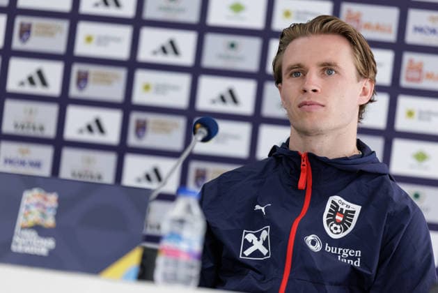SOCCER - NL, KOS vs AUT PRISTINA,KOSOVO,03.OCT.26 - SOCCER - UEFA Nations League, OEFB international match, Länderspiel, Nationalmannschaft Kosovo vs Austria, preview, press conference, PK, Pressekonferenz team AUT. Image shows Patrick Wimmer (AUT). GEPAxpictures xArminxRauthner