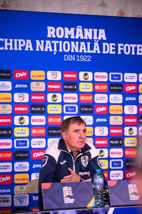 October 4, 2026: Head coach Gheorghe Hagi of the Romanian men’s national soccer team at a press conference on October 4, 2026 in Bucharest. Photo by Ludvig Thunman, BILDBYRAN. Code: LT LT0825. soccer, football, Fotball Nations League, UEFA Nations League, press conference, Romania, bbeng, soccer, football, Fotball Nations League, UEFA Nations League, press conference, Romaniabbeng Copyright: LUDVIGxTHUNMAN BB261004LT013