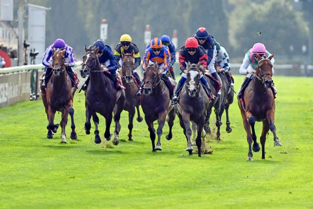 October 4, 2026, Longchamp, Paris, FRA Amusingly, with Colin Keane in the saddle, wins the Prix Jean Luc Lagadere at the ParisLongchamp racecourse Horse, Jockey, Amusingly, Keane, Victory, Finish, Finish Line 261004C971LONGCHAMP JPG
