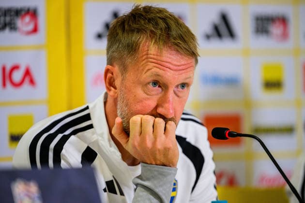October 4, 2026: Head coach Graham Potter of the Swedish men’s national soccer team at a press conference on October 4, 2026 in Bucharest. Photo by Ludvig Thunman, BILDBYRAN. Code: LT LT0827. soccer, football, fotball, Nations League, UEFA Nations League, press conference, Sweden, Sweden A, bbeng, soccer, football, fotball, Nations League, UEFA Nations League, press conference press conference Sweden Sweden Sweden A BBENG Copyright: LUDVIGxTHUNMAN BB261004LT074