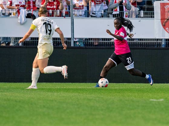 Mira Arouna, VfB Stuttgart, 21 on the ball, GER, Soccer, VfB Stuttgart vs. 1. FC Union Berlin, Google Pixel Women s Bundesliga, Matchday 6, Stuttgart, 2026–2027 season, October 4, 2026 GER, Soccer, VfB Stuttgart vs. 1. FC Union Berlin, Google Pixel Women’s Bundesliga, Matchday 6, Stuttgart, 2026–2027 season, October 4, 2026 Stuttgart Copyright: xCarstenxSchweringx EP_CSG