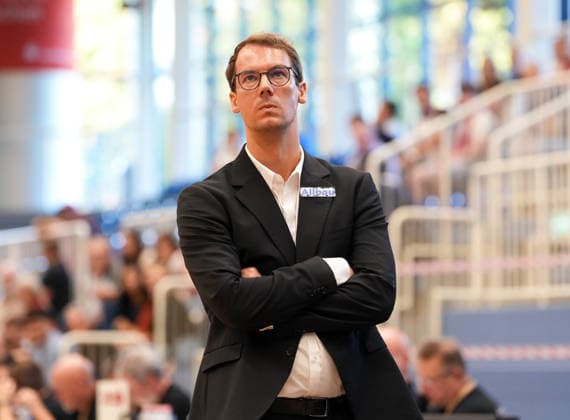 Lars Wendt, ETB Miners Essen, Head Coach (GER), ETB Miners Essen vs. RheinStars Cologne, Barmer 2 Basketball Bundesliga, ProA, Matchday 3, 2026–27 Season, Sporthalle am Hallo, Essen, October 4, 2026 ETB Miners Essen vs. RheinStars Cologne, ProA, Matchday 3, 2026–27 Season, October 4, 2026 Essen Copyright: xEibner-Pressefoto ScottxColemanx EP_SCN