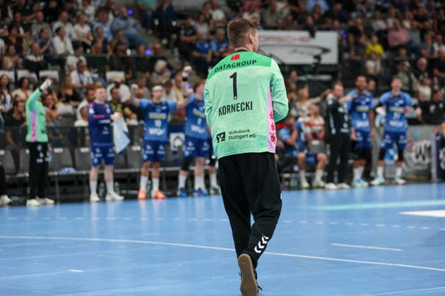 Mateusz Kornecki, TVB Stuttgart, 1 GER, TVB Stuttgart vs. TBV Lemgo Lippe, Handball, Opel Handball Bundesliga, Matchday 6, 2026–2027 Season, October 4, 2026 GER, TVB Stuttgart vs. TBV Lemgo Lippe, Handball, Opel Handball Bundesliga, Matchday 6, 2026–2027 season, October 4, 2026 Stuttgart Copyright: xEibner-Pressefoto SoerenxHerwegx EP_SHG