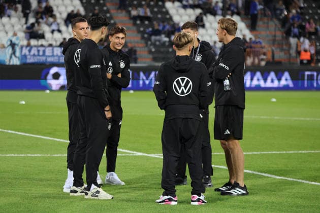 October 4, 2026, Soccer, Men s, UEFA Nations League 2027, Greece vs. Germany, Tom Bischof (Germany), Said El Mala (Germany), Aleksandar Pavlovic (Germany), Tom Bischof (Germany), Lennart Karl (Germany), Finn Jeltsch (Germany), Thessaloniki, Toumba Stadium, Thessaloniki, Greece, GRE Copyright: xSebastianxBachx