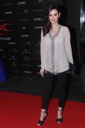 MUMBAI, INDIA - JANUARY 12: Bollywood actor Evelyn Sharma at the red carpet of premier of xXx: Return of Xander Cage movie, on January 12, 2017 in Mumbai, India. xXx: Return of Xander Cage is a 2017 American action film directed by D. J. Caruso and written by F. Scott Frazier. It stars Vin Diesel, Donnie Yen, Deepika Padukone, Kris Wu, Ruby Rose, Tony Jaa, Nina Dobrev, Toni Collette and Samuel L. Jackson. It is the third film in the xXx franchise and a sequel to both xXx (2002) and xXx: State of the Union (2005). (Photo by Pramod Thakur Hindustan Times ) Premier Of xXx: Return of Xander Cage Movie Held In Mumbai