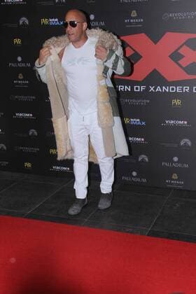 MUMBAI, INDIA - JANUARY 12: Hollywood actor Vin Diesel at the red carpet of premier of xXx: Return of Xander Cage movie, on January 12, 2017 in Mumbai, India. xXx: Return of Xander Cage is a 2017 American action film directed by D. J. Caruso and written by F. Scott Frazier. It stars Vin Diesel, Donnie Yen, Deepika Padukone, Kris Wu, Ruby Rose, Tony Jaa, Nina Dobrev, Toni Collette and Samuel L. Jackson. It is the third film in the xXx franchise and a sequel to both xXx (2002) and xXx: State of the Union (2005). (Photo by Pramod Thakur Hindustan Times ) Premier Of xXx: Return of Xander Cage Movie Held In Mumbai