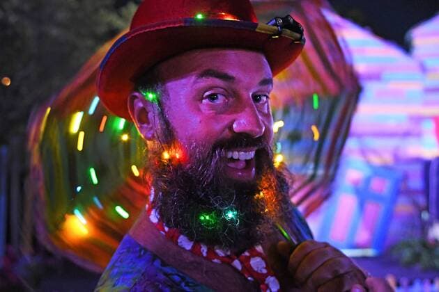 March 3, 2017 - Okeechobee, Florida, U.S. - A smiling attendant at the 2017 Okeechobee Music Festival, featuring four days of Rock, Independent, Hip-hop and Electronic dance music. In addition to concerts, the event offers art, workshops, yoga, craft foods and a variety of camping options. Okeechobee U.S. - ZUMAm67_ 20170303_zaf_m67_001 Copyright: xJimxRassolx