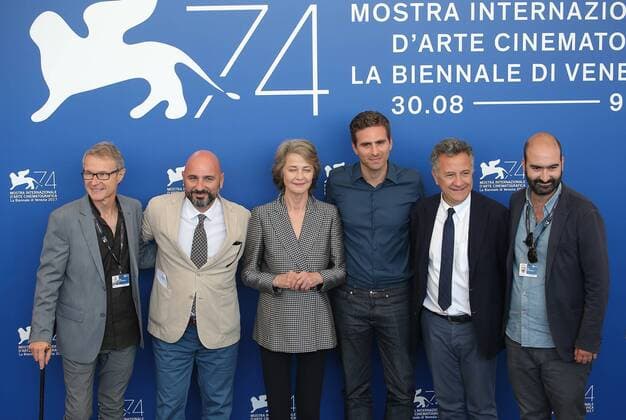 September 8, 2017 - Venice, Italy - Venice, Italy. 08 September, 2017.(L-R) Andrea Stucovitz (2nd L), Charlotte Rampling, Andrea Pallaoro, Paolo Del Brocco, Clment Duboin and guest attend the photocall of the movie Hannah presented in competition at the 74th Venice Film Festival on September 8, 2017 at Venice Lido, Italy. Venice Italy - ZUMAn230 20170908_zaa_n230_143 Copyright: xMatteoxChinellatox