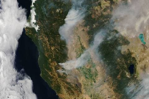 Wildfires continue to rage in Northern California and other parts of the American West. Thousands of firefighters are battling fires fueled by hot, mostly dry weather and strong winds. On August 2, 2018, the Moderate Resolution Imaging Spectroradiometer (MODIS) on NASA s Aqua satellite acquired this natural-color image. According to CalFire on the morning of August 3, the Carr Fire near Redding had burned 131,896 acres (nearly 200 square miles) and was 39 percent contained. The wildfire has destroyed more than a thousand homes and hundreds of other buildings. The fire is already the sixth most destructive in California history. To the south, the River Fire consumed 41,512 acres and was 50 percent contained, while the nearby Ranch Fire has burned 112,226 acres and was 28 percent contained. Collectively, the Ranch and River fires - grouped WAX2018080703 NASA
