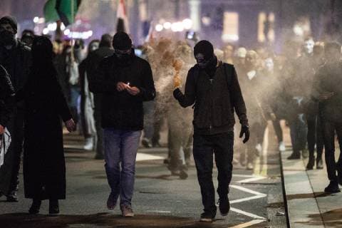 November 5, 2018 - London, London, UK - London, UK. Demonstrators take part in the Million Mask March, an anti-capitalist protest organised by Anonymous UK. The march takes place on bonfire night, the anniversary of Guy Fawkes plot to blow up the Houses of Parliament with gunpowder. London UK - ZUMAl94_ 20181105_zaf_l94_070 Copyright: xTomxNicholsonx