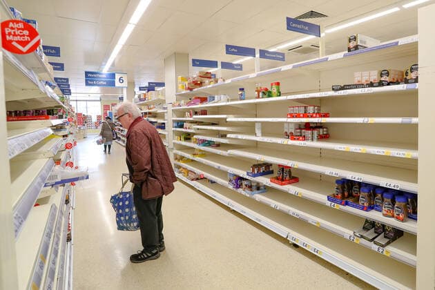 Customers are seen shopping for items meanwhile groceries, meat, as well as hygienic shelves, go empty very fast at most supermarkets in London. For most people, the new coronavirus causes only mild or moderate symptoms, such as fever and cough. For some, especially older adults and people with existing health problems, it can cause more severe illness, including pneumonia. Coronavirus claimed 144 lives to date of the British people, with 3,269 confirmed positive, as reported by authorities on Friday, March 20, 2020. (Photo Vudi Xhymshiti) iMagoVX