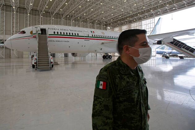 July 27, 2020, Ciudad De Mexico, Ciudad De Mexico, USA: A press tour of the former Mexican presidential plane Maria Morelos y Pavon, a Boing 787-8, took place following the daily morning press conference of Mexican President Andres Manuel Lopez Obrador at Benito Juarez International Airport in Mexico City, Monday, July 27, 2020. The president, who only flies commercial as one measure in his austerity government, has been trying to sell the plane since he took office. The plane was stored in Victorville California at a cost of about 4,000,00.00 dollars. ANTONIO NAVA PI Ciudad De Mexico USA - ZUMAp124 20200727_zaa_p124_010 Copyright: xAntonioxNavax
