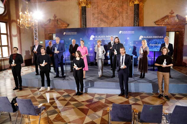 David Grabowski, Friedrich Scherer, Thilo Mischke, Klaus Schäfer, Florian Hartung, Otto Beierl, Maxine Brückner, Judith Gerlach, Carolin Reiber, Sebastian Pufpaff, Christian Klandt, Felix Klare, Katrin Bühlig, Pia Strietmann and Winfried Laasch at the presentation of the 32 Bavarian Television Award 2020 in the Munich Residence Munich, 14 10 2020 Foto:xD.xBedrosianx xFuturexImage