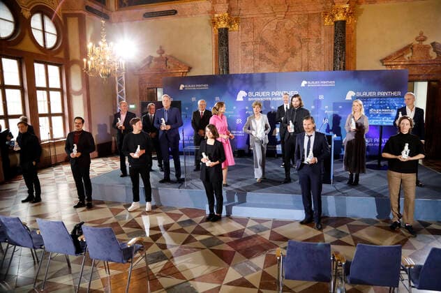 Jonas Nay, David Grabowski, Friedrich Scherer, Thilo Mischke, Klaus Schäfer, Florian Hartung, Otto Beierl, Maxine Brückner, Judith Gerlach, Carolin Reiber, Sebastian Pufpaff, Christian Klandt, Felix Klare, Katrin Bühlig, Pia Strietmann and Winfried Laasch at the presentation of the 32 Bavarian Television Award 2020 in the Munich Residence Munich, 14 10 2020 Foto:xD.xBedrosianx xFuturexImage
