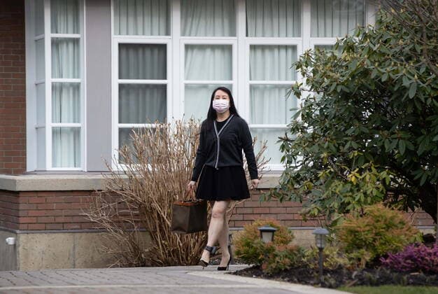 March 4, 2021, Vancouver, BC, Canada: Meng Wanzhou, chief financial officer of Huawei, leaves her home to attend B.C. Supreme Court, in Vancouver, on Thursday, March 4, 2021. Vancouver Canada - ZUMAc35_ 20210304_zaf_c35_026 Copyright: xDarrylxDyckx