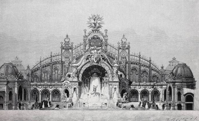 electricity building at the Exposition Universelle of 1900, world s fair, Paris, France, Elektrizitätsgebäude an der Ausstellung Universelle von 1900, Weltausstellung, Paris, Frankreich, Historisch, digital improved reproduction of an original from the 19th century digitale Reproduktion einer Originalvorlage aus dem 19. Jahrhundert, Originaldatum nicht bekannt 1f-4961398