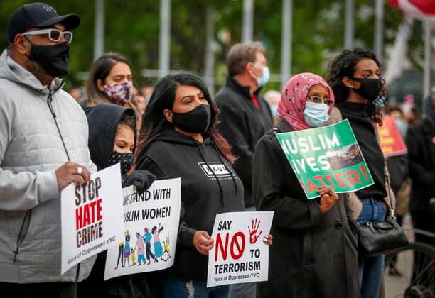 June 8, 2021, Calgary, ab, Canada: People attend a vigil to honour the memory of the four members of Muslim family that died and the youngest boy who is in hospital in London, Ont., on the steps of Calgary City Hall in Calgary, Alta., Tuesday, June 8, 2021. Calgary Canada - ZUMAc35_ 20210608_zaf_c35_193 Copyright: xJeffxMcintoshx