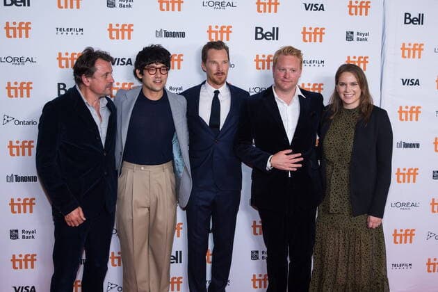 Toronto International Film Festival - The Electric Life of Louis Wain Premiere September 11, 2021, Toronto, on, Canada: Producer Guy Heeley, left to right, director Will Sharpe, actor Benedict Cumberbatch and producer Adam Ackland, pose for a photograph on the red carpet for the film The Electrical Life of Louis Wain during the Toronto International Film Festival in Toronto on, Saturday, September 11, 2021. Toronto Canada - ZUMAc35_ 20210911_zaf_c35_158 Copyright: xTijanaxMartinx