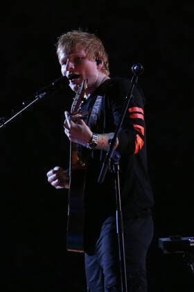 Ed Sheeran performs during the Global Citizen Live concert in Paris on Saturday, September 25, 2021. The concert, held at the base of the Eiffel Tower, is one of several taking place in cities around the world including New York, Los Angeles, London, Sydney, Lagos, Rio, Mumbai and Seoul. The event aims to raise awareness for issues related to the climate and ending poverty. PARI20210925051 DAVIDxSILPA