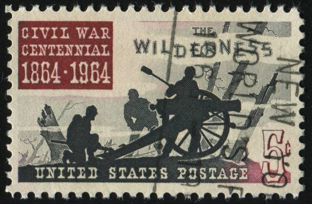 UNITED STATES - CIRCA 1961: stamp printed by United states, shows Battle of the Wilderness 1864, circa 1961. , 2112443.jpg, 1961, Rifleman, Shiloh, UNITED STATES, aged, american, ancient, army, battle, battlefield, card, civil, confederacy, confederate, envelope, fight, fire, flame, gun, guns, historic, historical, history, letter, mail, message, military, muskets, old, people, philately, postmark, ranks, rebel, rebs, retro, rifle, rifles, skirmish, soldier, southern, southerners, stamp, us, vintage, war, weapon, yankee,