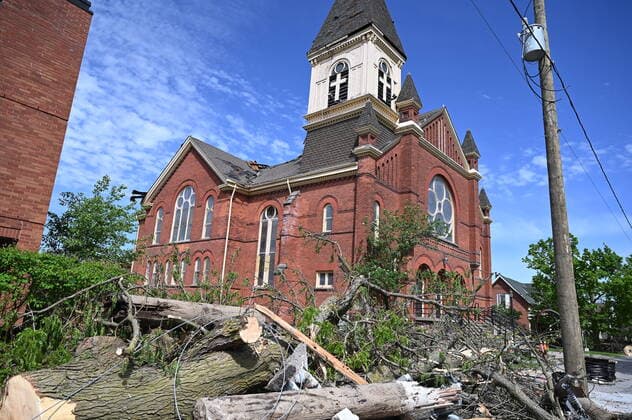 May 24, 2022, Uxbridge, ON, Canada: Trinity United Church sits closed in Uxbridge, Ont., on Tuesday, May 24, 2022, after a major storm hit parts of Ontario on Saturday, May 21, 2022, leaving extensive damage. Uxbridge Canada - ZUMAc35_ 20220524_zaf_c35_124 Copyright: xJonxBlackerx