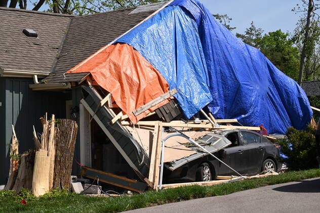 May 24, 2022, Uxbridge, ON, Canada: Snapped trees and damaged homes are seen in Uxbridge, Ont., on Tuesday, May 24, 2022, after a major storm hit parts of Ontario on Saturday, May 21, 2022, leaving extensive damage. Uxbridge Canada - ZUMAc35_ 20220524_zaf_c35_133 Copyright: xJonxBlackerx