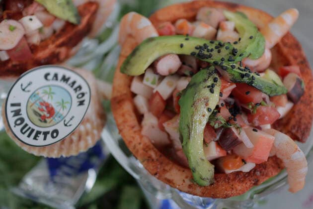 Mexiko, Fisch- und Meeresfrüchte Messe in Iztapalapa June 8, 2022, Mexico City, Mexico City, Mexico: Jun 8, 2022, Mexico City, Mexico: Details of the seafood saucers during the 16th Fish and Seafood Fair 2022 in Iztapalapa. On Jun 8, 2022 in Mexico City, Mexico. Mexico City Mexico - ZUMAe321 20220608_zia_e321_086 Copyright: xGerardoxVieyrax xEyepixxGroupx