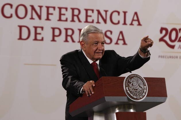 June 17, 2022, Mexico City, Mexico City, Mexico: June 17, 2022, Mexico City, Mexico: Mexicoâ€⠢s President, Andres Manuel Lopez Obrador gesticulates while talk during his daily morning briefing conference at National Palace. on June 17, 2022 in Mexico City, Mexico. Mexico City Mexico - ZUMAe321 20220617_zia_e321_002 Copyright: xIsmaelxRosas xEyepixxGroupx