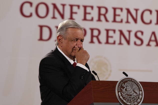 June 17, 2022, Mexico City, Mexico City, Mexico: June 17, 2022, Mexico City, Mexico: Mexicoâ€⠢s President, Andres Manuel Lopez Obrador gesticulates while talk during his daily morning briefing conference at National Palace. on June 17, 2022 in Mexico City, Mexico. Mexico City Mexico - ZUMAe321 20220617_zia_e321_006 Copyright: xIsmaelxRosas xEyepixxGroupx