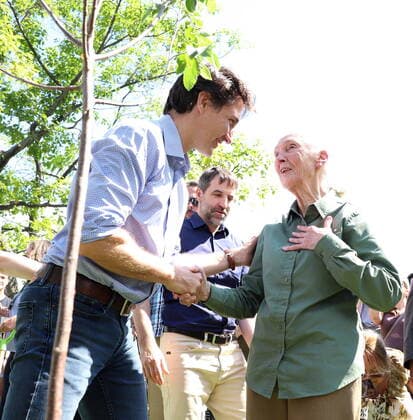 July 7, 2022, Sudbury, ON, CANADA: Prime Minister Justin Trudeau and Dr. Jane Goodall took part in the historic planting of Greater SudburyöÄÃ s 10 millionth tree, in Bell Park, Greater Sudbury, Ont., Thursday, July 7, 2022. Sudbury CANADA - ZUMAc35_ 20220707_zaf_c35_038 Copyright: xGinoxDonatox