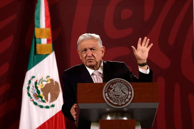 July 8, 2022, Mexico City, Mexico City, Mexico: July 8, 2022, Mexico City, Mexico: Mexico s President, Andres Manuel Lopez Obrador speaks during his daily morning briefing conference at the National Palace. on Jul 8, 2022 In Mexico City, Mexico. Mexico City Mexico - ZUMAe321 20220708_zia_e321_045 Copyright: xLuisxBarronx xEyepixxGroupx