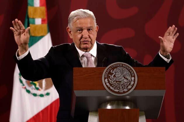 July 8, 2022, Mexico City, Mexico City, Mexico: July 8, 2022, Mexico City, Mexico: Mexico s President, Andres Manuel Lopez Obrador speaks during his daily morning briefing conference at the National Palace. on Jul 8, 2022 In Mexico City, Mexico. Mexico City Mexico - ZUMAe321 20220708_zia_e321_040 Copyright: xLuisxBarronx xEyepixxGroupx