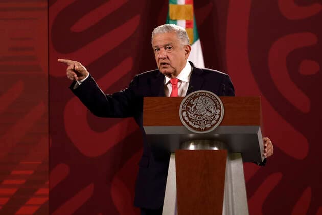 Mexiko, Andres Manuel Lopez Obrador Pressekonferenz in Mexiko-Stadt July 11, 2022, Mexico City, Mexico City, Mexico: July 11, 2022, Mexico City, Mexico: The president of Mexico, Andres Manuel Lopez Obrador gesticulates while talk during the news conference at the National Palace. on July 11, 2022 In Mexico City, Mexico. Mexico City Mexico - ZUMAe321 20220711_zia_e321_024 Copyright: xLuisxBarronx xEyepixxGroupx