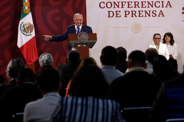 July 20, 2022, Mexico City, Mexico City, Mexico: July 20, 2022, Mexico City, Mexico: Mexican President, Andres Manuel Lopez Obrador, talks at the daily morning press conference during the presentation of the monthly security report at the National Palace. on July 20, 2022 in Mexico City, Mexico. Mexico City Mexico - ZUMAe321 20220720_zia_e321_025 Copyright: xLuisxBarronx xEyepixxGroupx