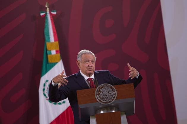 July 29, 2022, Mexico City, Mexico City, Mexico: July 29, 2022, Mexico City, Mexico: Andro s Manuel Lo³pez Obrador, president of Mexico, gives his morning lecture this Friday at the National Palace. This morning he signed a decree to guarantee water to all the conurbated area of the state of Nuevo Leo³n. on July 29, 2022 in Mexico City, Mexico. Mexico City Mexico - ZUMAe321 20220729_zia_e321_059 Copyright: xAlexxDalton EyepixxGroupx