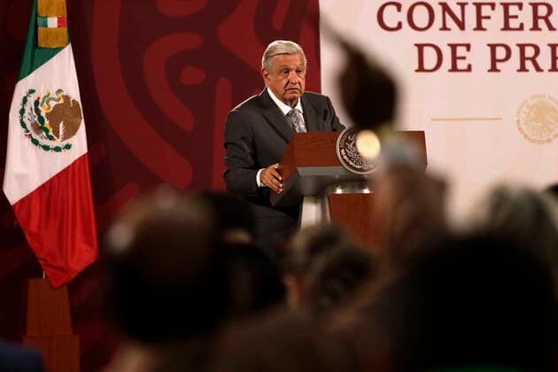 August 22, 2022, Mexico City, Mexico City, Mexico: August 22, 2022, Mexico City, Mexico: Mexican President Andres Manuel Lopez Obrador, speaks during a meeting with the media during his daily morning briefing conference at National Palace. on August 22, 2022 in Mexico City, Mexico. Mexico City Mexico - ZUMAe321 20220822_zia_e321_001 Copyright: xLuisxBarronx xEyepixxGroupx