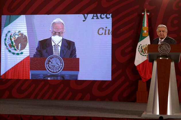 August 22, 2022, Mexico City, Mexico City, Mexico: August 22, 2022, Mexico City, Mexico: Mexican President Andres Manuel Lopez Obrador, speaks during a meeting with the media during his daily morning briefing conference at National Palace. on August 22, 2022 in Mexico City, Mexico. Mexico City Mexico - ZUMAe321 20220822_zia_e321_007 Copyright: xLuisxBarronx xEyepixxGroupx