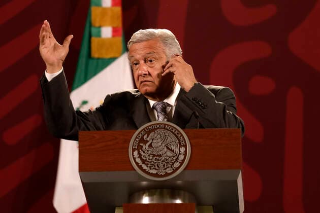 August 22, 2022, Mexico City, Mexico City, Mexico: August 22, 2022, Mexico City, Mexico: Mexican President Andres Manuel Lopez Obrador, speaks during a meeting with the media during his daily morning briefing conference at National Palace. on August 22, 2022 in Mexico City, Mexico. Mexico City Mexico - ZUMAe321 20220822_zia_e321_014 Copyright: xLuisxBarronx xEyepixxGroupx