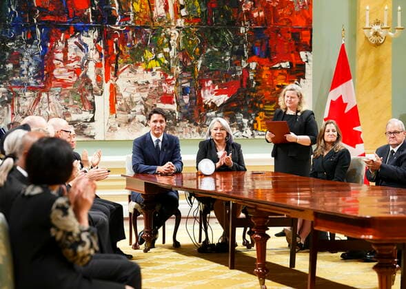 September 10, 2022, Ottawa, ON, CANADA: Prime Minister Justin Trudeau, Governor General Mary Simon and Cabinet take part in a ceremony to proclaim the accession of the new Sovereign, King Charles III, at Rideau Hall, in Ottawa, Saturday, Sept. 10, 2022. Ottawa CANADA - ZUMAc35_ 20220910_zaf_c35_038 Copyright: xSeanxKilpatrickx