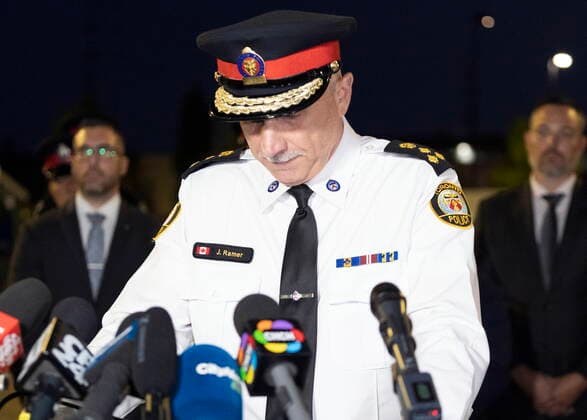 September 12, 2022, Mississauga, ON, CANADA: Toronto Police Chief James Ramer speaks to the media at the scene of a shooting in Mississauga, Ont., Monday, Sept. 12, 2022. Cst. Andrew Hong, of the Toronto Police Service, was fatally shot after two separate shootings left two dead and three injured in the Greater Toronto Area on Monday afternoon. Mississauga CANADA - ZUMAc35_ 20220912_zaf_c35_185 Copyright: xArlynxMcadoreyx