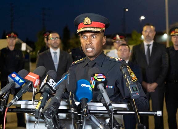 September 12, 2022, Mississauga, ON, CANADA: Peel Regional Police Chief Nishan Duraiappah speaks to the media at the scene of a shooting in Mississauga, Ont., Monday, Sept. 12, 2022. Cst. Andrew Hong, of the Toronto Police Service, was fatally shot after two separate shootings left two dead and three injured in the Greater Toronto Area on Monday afternoon. Mississauga CANADA - ZUMAc35_ 20220912_zaf_c35_184 Copyright: xArlynxMcadoreyx