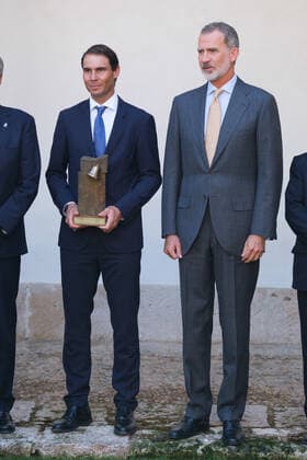 September 20, 2022, Madrid, Spain: Tennis player Rafael Nadal and King Felipe VI of Spain seen during the delivery of the Camino Real Award on its fifth edition, at the auditorium of the University of Alcala, in Alcala de Henares, Madrid. The Camino Real award has been granted by the Franklin Institute of the University of Alcala, which recognizes the professional work of Spaniards who in an outstanding and exemplary way project and enhance the positive image of Spain in the United States. The projection of the image of Spain in North America by the tennis player, means his triumph in the US Open (2019), as well as in previous editions of 2010, 2013, 2017 and in other tournaments played in North America. Madrid Spain - ZUMAs197 20220920_zaa_s197_129 Copyright: xAtilanoxGarciax