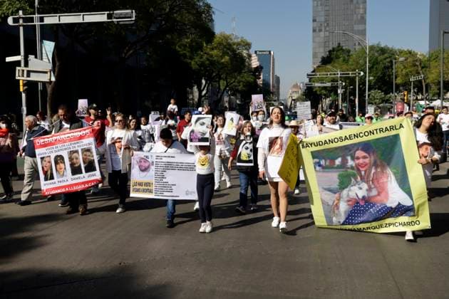 Relatives of missing persons in the state of Zacatecas in Mexico demand government to locate them January 5, 2023, Mexico City, Mexico: Family and friends of Irma Paola Vargas Montoya, Daniela Marquez Pichardo, Viviana Marquez Pichardo and Jose Gutierrez Montoya, missing since December 25 in the state of Zacatecas, demand that the governments of Zacatecas, Jalisco and Mexico find them alive during a protest in Mexico City. on January 5, 2023 in Mexico City, Mexico (Photo by Luis Barron Eyepix Group). Copyright: xLuisxBarronx xEyepixxGroupx LB_20230105_ZACATECAS_DESAPARECIDOS17