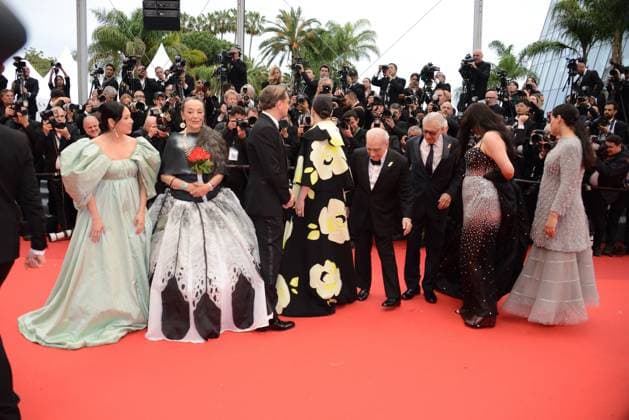 May 20, 2023, CANNES, France: CANNES, FRANCE - MAY 20: Jillian Dion, Tantoo Cardinal, Leonardo DiCaprio, Lily Gladstone, Director Martin Scorsese, Robert De Niro, Cara Jade Myers and Janae Collins attend the Killers Of The Flower Moon red carpet during the 76th annual Cannes film festival at Palais des Festivals on May 20, 2023 in Cannes, France. CANNES France - ZUMAi09_ 20230520_zaf_i09_021 Copyright: xFrederickxInjimbertx