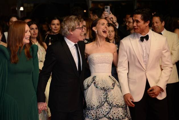 May 20, 2023, CANNES, France: CANNES, FRANCE - MAY 20: Cory Michael Smith, Julianne Moore, Todd Haynes, Natalie Portman, Charles Melton attend the May December red carpet during the 76th annual Cannes film festival at Palais des Festivals on May 20, 2023 in Cannes, France. CANNES France - ZUMAi09_ 20230520_zaf_i09_045 Copyright: xFrederickxInjimbertx