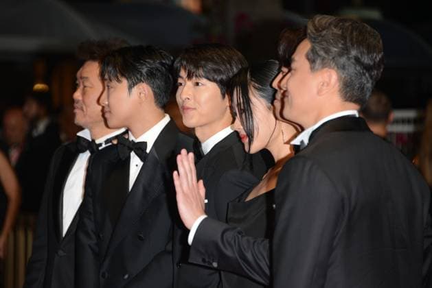 May 24, 2023, CANNES, France: CANNES, FRANCE - MAY 24: (L-R) Han Jae-duk, Xa Bin Hong, Joong Ki Song, Hyoung Seo Kim, Kim Chang-Hoon and guest attend the Il Sol Dell Avvenire (A Brighter Tomorrow) red carpet during the 76th annual Cannes film festival at Palais des Festivals on May 24, 2023 in Cannes, France. CANNES France - ZUMAi09_ 20230524_zaf_i09_012 Copyright: xFrederickxInjimbertx